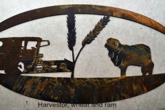 harvestor, wheat and ram